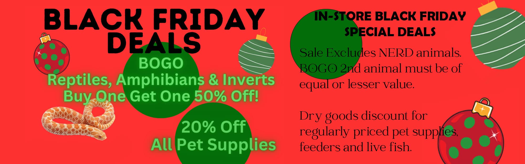 Black Friday deals: BOGO reptiles, amphibians and inverts; 20% off pet supplies