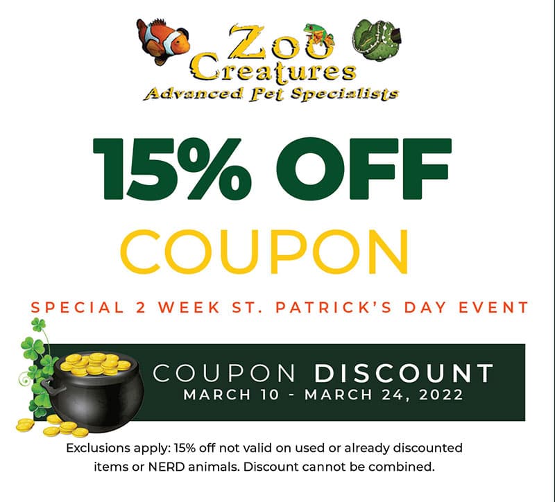 St. Patrick's Day 2022 coupon, 15% off